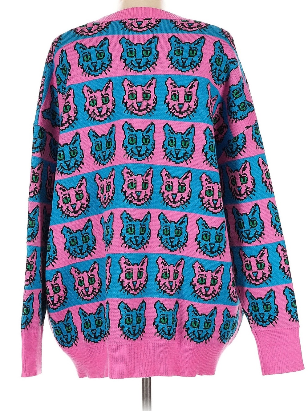 Dressed in Lala Pink & Blue Cat Pattern Oversized Sweater - Picture 3 of 6